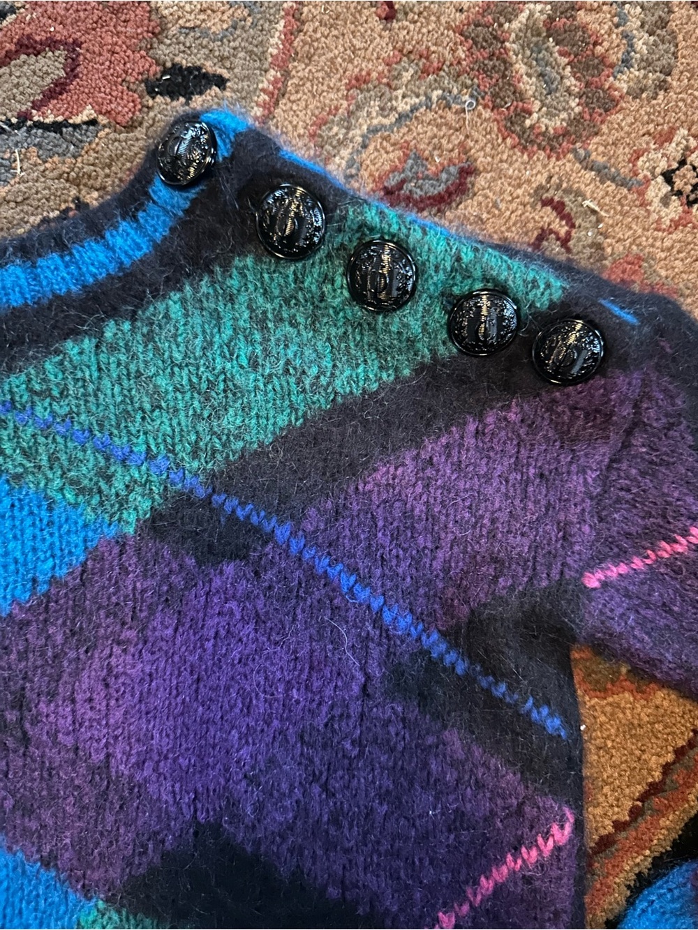 Juicy Couture Multicolor Argyle Crewneck Sweater — Green, Blue & Purple - Picture 6 of 13